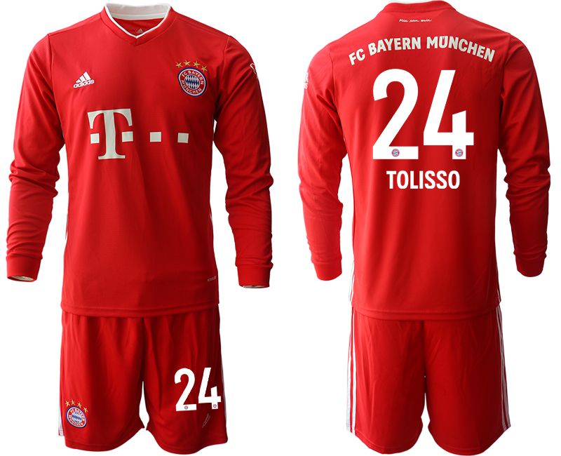 Men 2020-2021 club Bayern Munich home long sleeves #24 red Soccer Jerseys